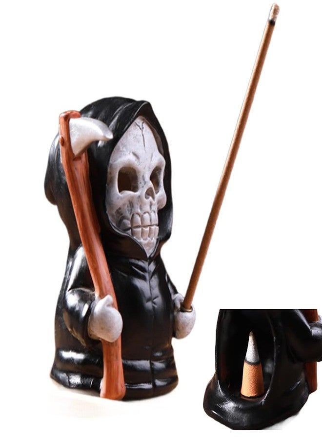 Pujipu Grim Reaper Incense Holder for Sticks, Halloween Incense Cone Burner Ornaments, Cute Incense Holder, Resin Incense Stick Burner, Ideal for use in Meditation, Incense Smokers and Decoration - Image 1